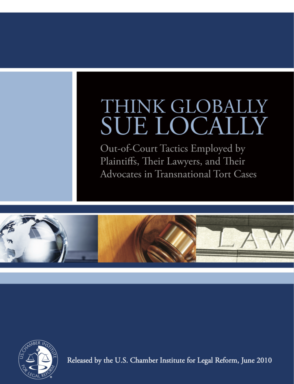 Cover Globe, Gavel and Law: Think Globally Sue Locally