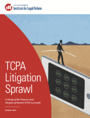 Business man balancing across a giant phone: TCPA Litigation Sprawl