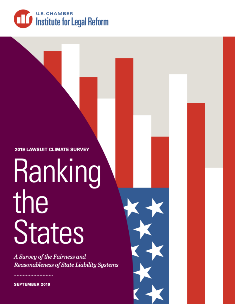 United States flag shaped as a chart graph: Ranking the States