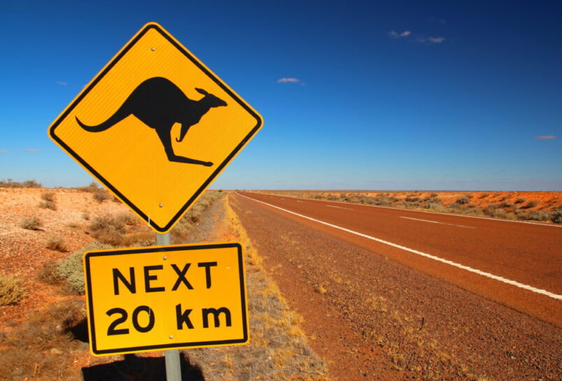 Australian road sign on the highway