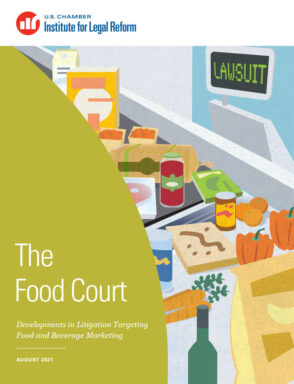 Groceries at the checkout counter with the register ringing up Lawsuit: The Food Court