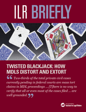 Maroon Podcast Cover with falling cards. Twisted Blackjack: How MDLS Distort and Extort