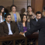 Lawyer talking to the jury in a court room