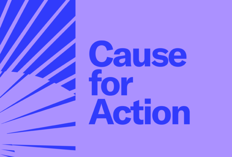 Purple cover Cause for Action podcast