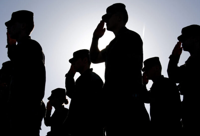 military silhouettes salute