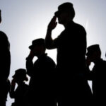 military silhouettes salute