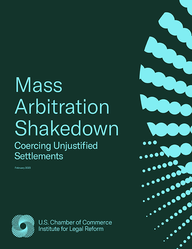 Cover of ILR's research paper, Mass Arbitration Shakedown: Coercing Unjustified Settlements