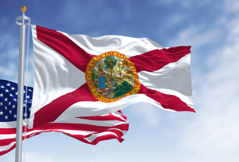 Florida flag and USA flag