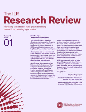 The cover image for Volume 12, No. 1 of ILR's research review. The image features decorative graphic design and a brief message from ILR's President, Stephen Waguespack, describing the research summaries contained in this document.